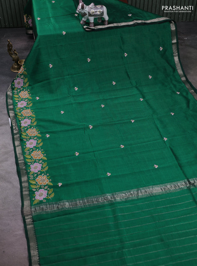 Green Mangalagiri Silk Cotton - Embroidery