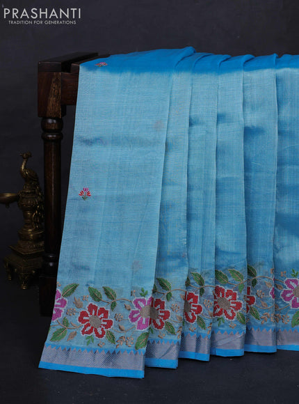 Blue Mangalagiri Silk Cotton - Embroidery