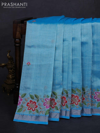 Blue Mangalagiri Silk Cotton - Embroidery