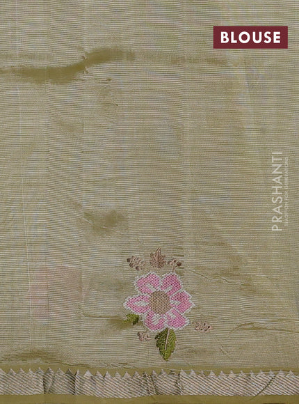Pista Green Mangalagiri Silk Cotton - Embroidery