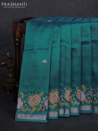 Peacock Green Mangalagiri Silk Cotton - Embroidery