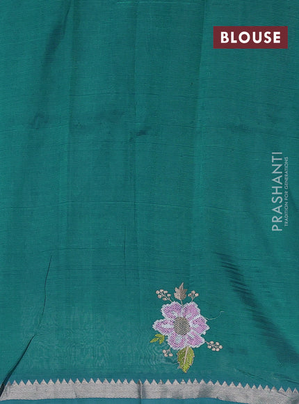 Peacock Green Mangalagiri Silk Cotton - Embroidery