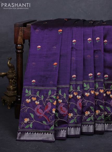 Purple Mangalagiri Silk Cotton - Embroidery