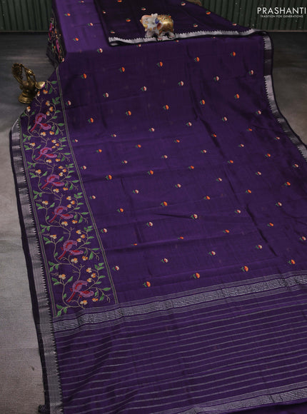 Purple Mangalagiri Silk Cotton - Embroidery