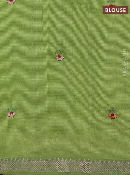 Green Mangalagiri Silk Cotton - Embroidery