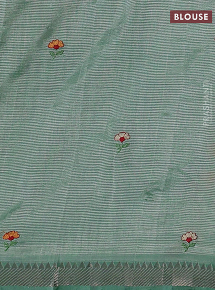 Teal Green Mangalagiri Silk Cotton - Embroidery