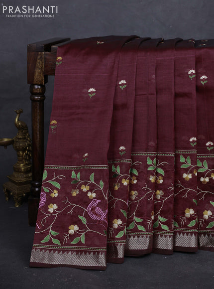 Maroon Mangalagiri Silk Cotton - Embroidery