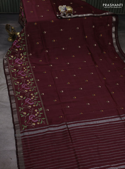Maroon Mangalagiri Silk Cotton - Embroidery