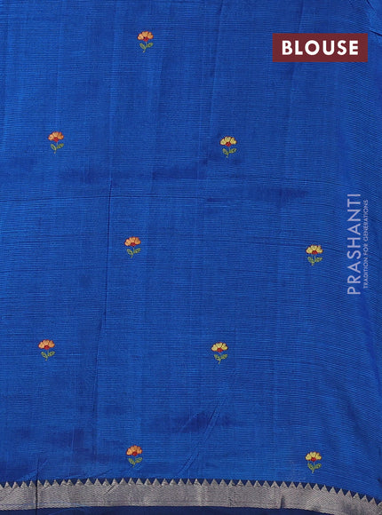 Peacock Blue Mangalagiri Silk Cotton - Embroidery