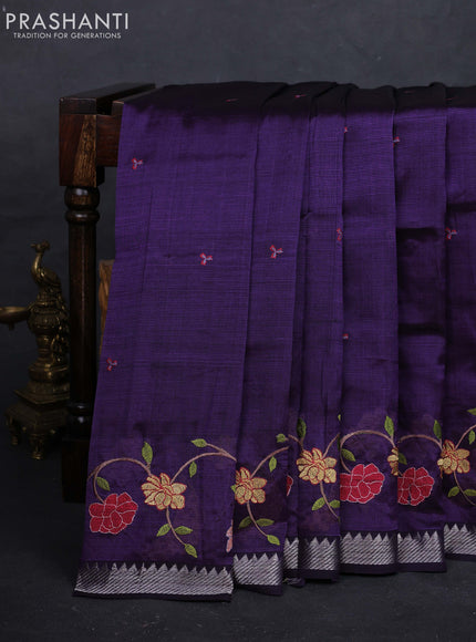Purple Mangalagiri Silk Cotton - Embroidery