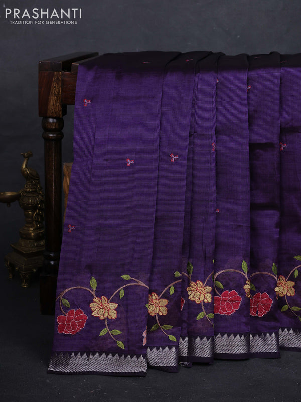 Purple Mangalagiri Silk Cotton - Embroidery