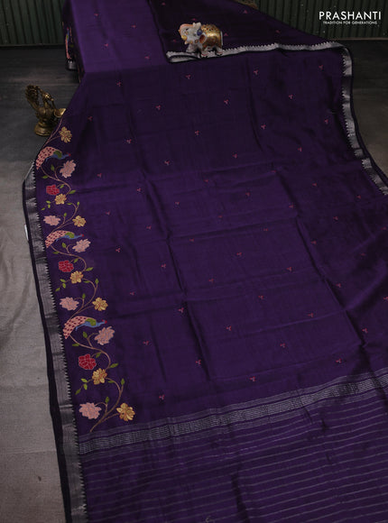 Purple Mangalagiri Silk Cotton - Embroidery