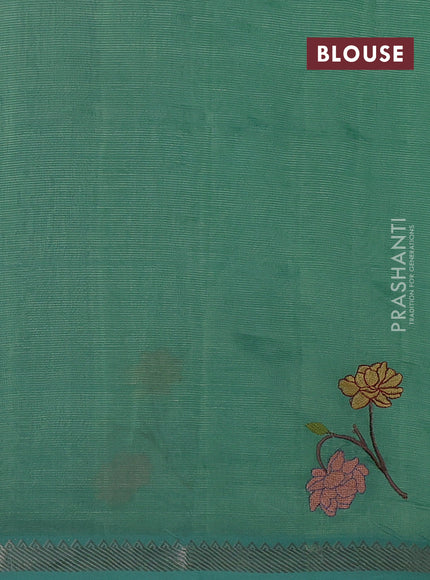 Teal Green Mangalagiri Silk Cotton - Embroidery