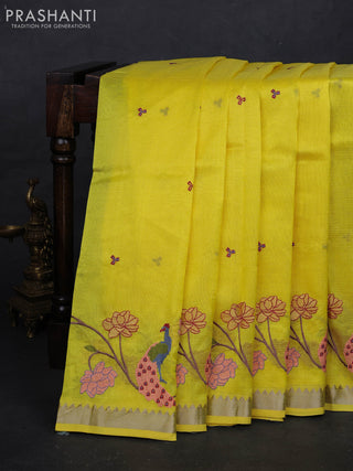 Yellow Mangalagiri Silk Cotton - Embroidery