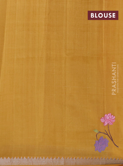 Mustard Yellow Mangalagiri Silk Cotton - Embroidery