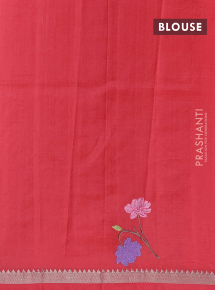 Peach Orange Mangalagiri Silk Cotton - Embroidery