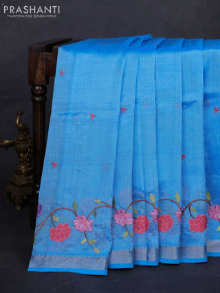 Blue Mangalagiri Silk Cotton - Embroidery