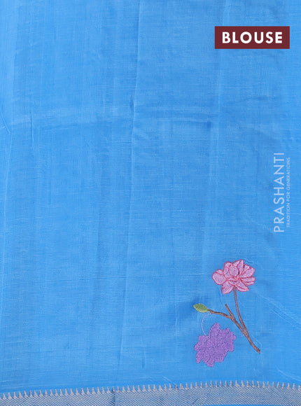 Blue Mangalagiri Silk Cotton - Embroidery