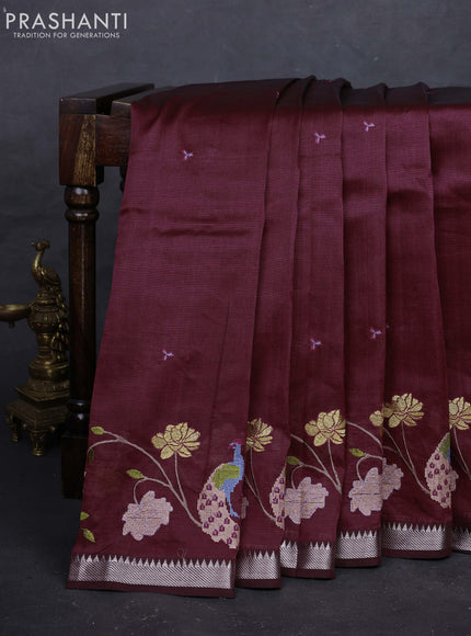 Maroon Mangalagiri Silk Cotton - Embroidery