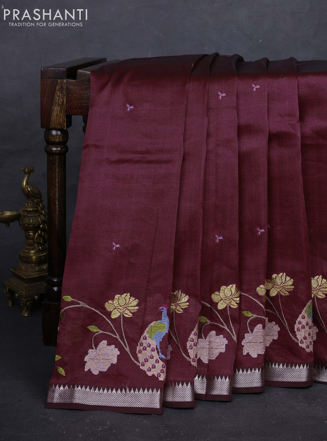 Maroon Mangalagiri Silk Cotton - Embroidery