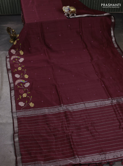 Maroon Mangalagiri Silk Cotton - Embroidery