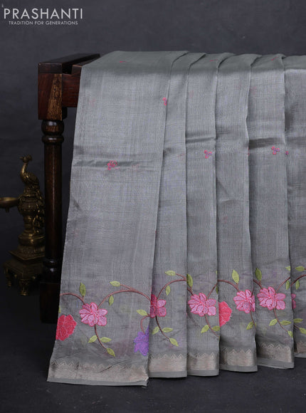 Grey Mangalagiri Silk Cotton - Embroidery