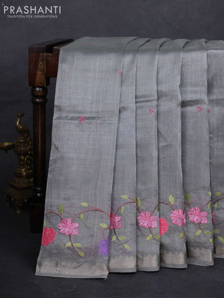 Grey Mangalagiri Silk Cotton - Embroidery