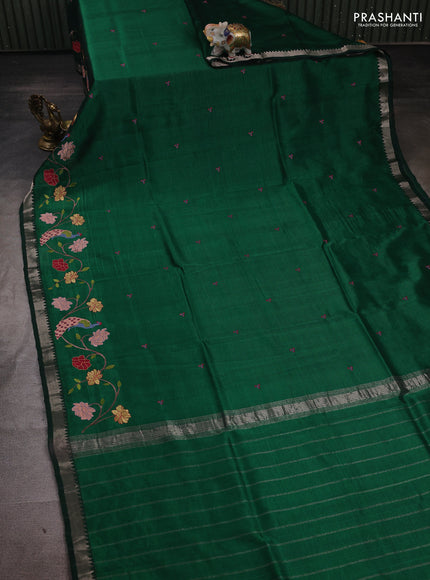Green Mangalagiri Silk Cotton - Embroidery