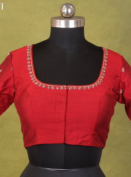 Maroon Raw Silk Embroidery Readymade Blouse
