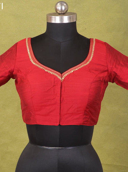 Maroon Raw Silk Embroidery Readymade Blouse