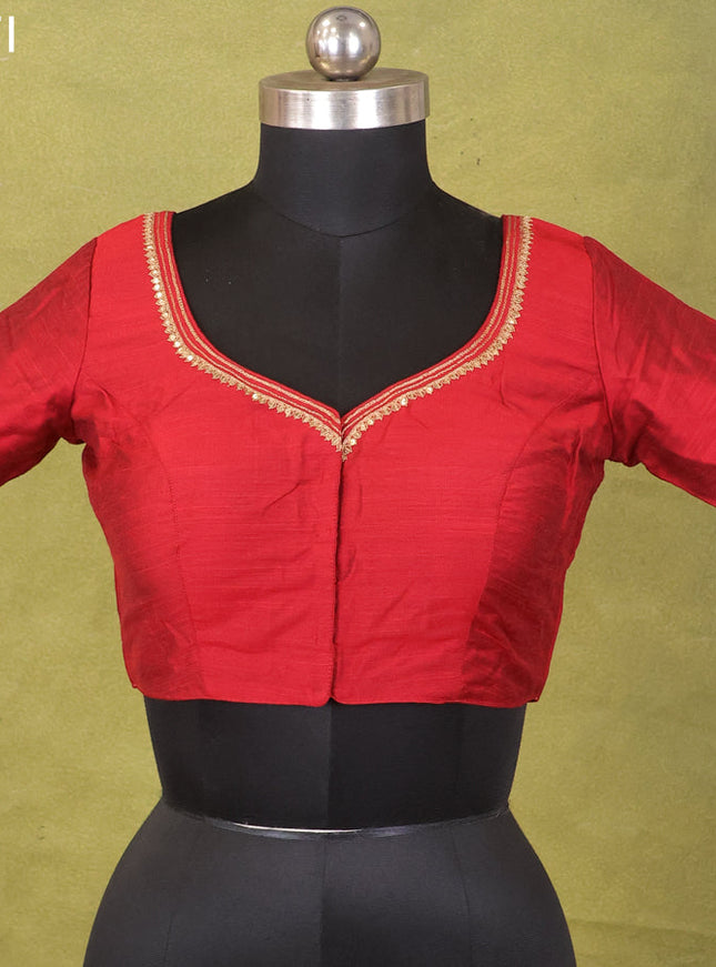 Maroon Raw Silk Embroidery Readymade Blouse