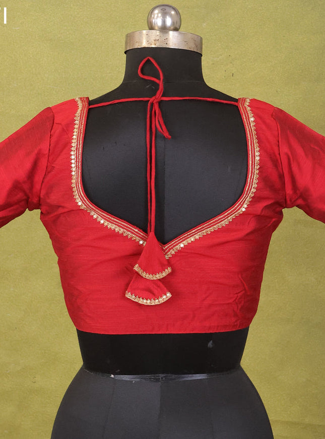Maroon Raw Silk Embroidery Readymade Blouse