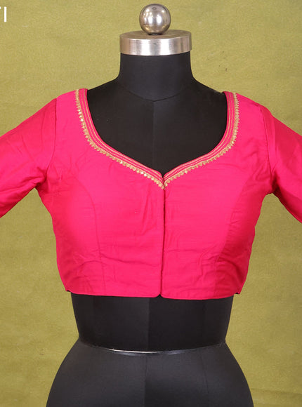 Pink Raw Silk Embroidery Readymade Blouse