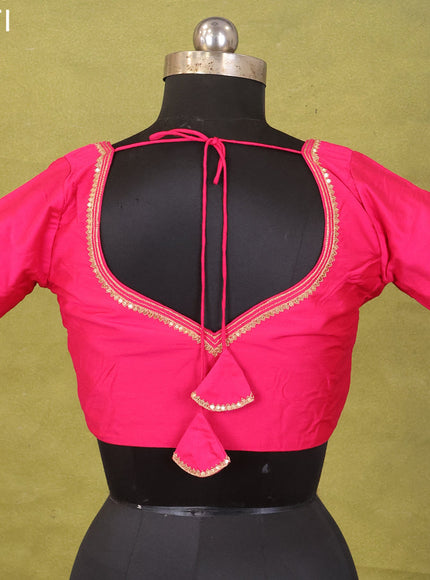 Pink Raw Silk Embroidery Readymade Blouse