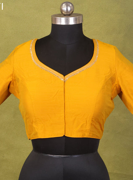 Yellow Raw Silk Embroidery Readymade Blouse