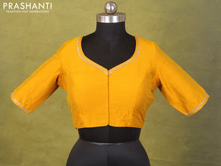 Yellow Raw Silk Embroidery Readymade Blouse