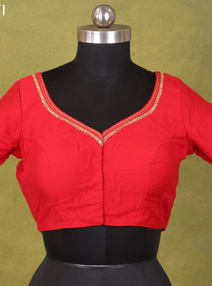 Red Raw Silk Embroidery Readymade Blouse