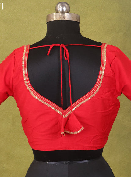 Red Raw Silk Embroidery Readymade Blouse