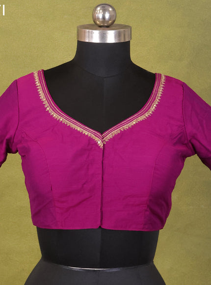 Purple Raw Silk Embroidery Readymade Blouse