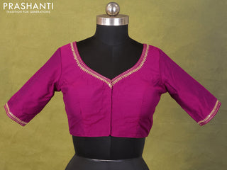 Purple Raw Silk Embroidery Readymade Blouse