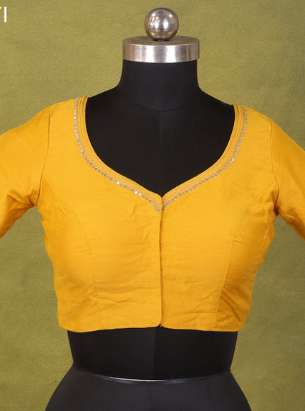 Yellow Raw Silk Embroidery Readymade Blouse