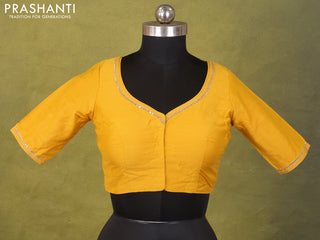 Yellow Raw Silk Embroidery Readymade Blouse