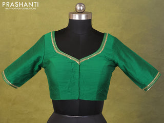 Green Raw Silk Embroidery Readymade Blouse