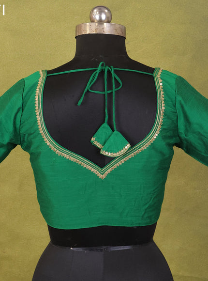 Green Raw Silk Embroidery Readymade Blouse