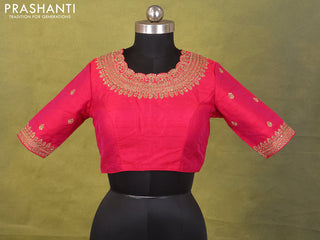 Pink Raw Silk Embroidery Readymade Blouse