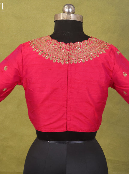 Pink Raw Silk Embroidery Readymade Blouse