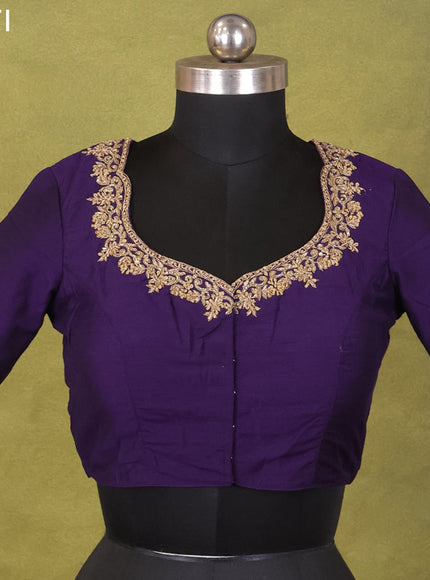 Violet Raw Silk Embroidery Readymade Blouse