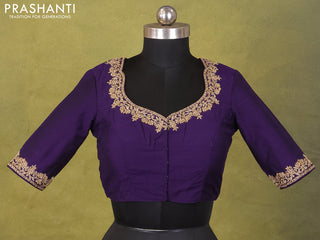 Violet Raw Silk Embroidery Readymade Blouse