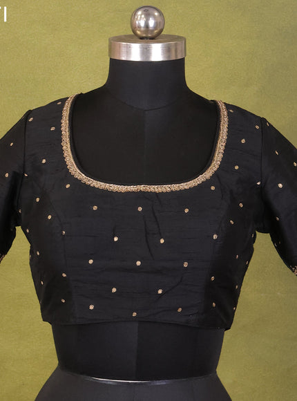 Black Raw Silk Embroidery Readymade Blouse