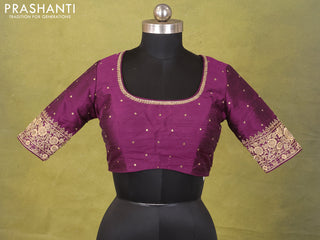 Purple Raw Silk Embroidery Readymade Blouse